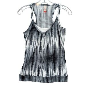 No Boundaries Women's Racer Back Tank Tie Dye Running Gym Black Size M (7-9) NWT